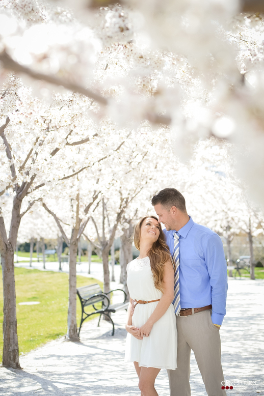 Cherry Blossom Engagement Photos