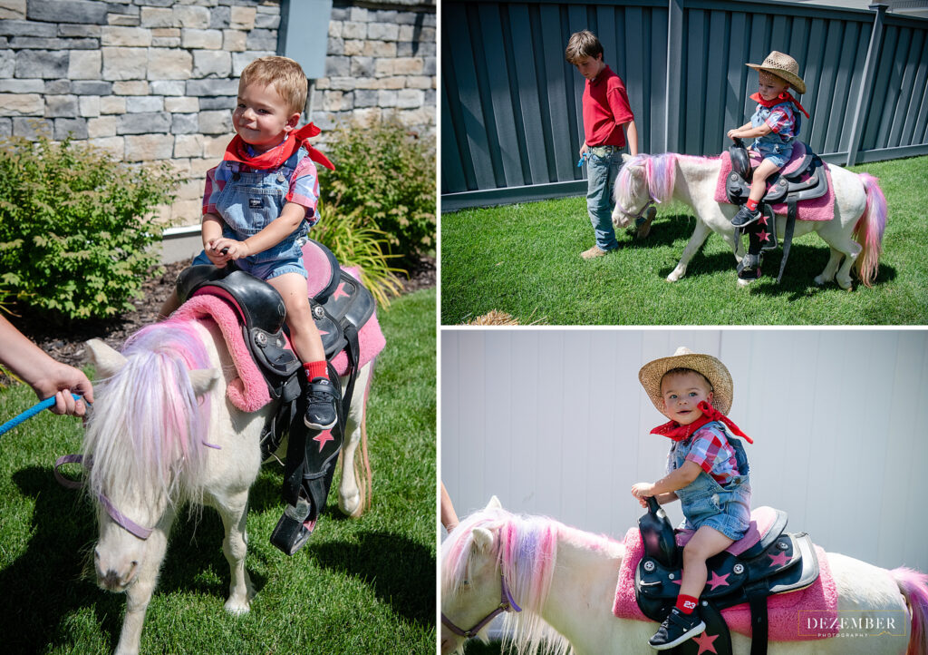 Birthday boy enjoys pony ride