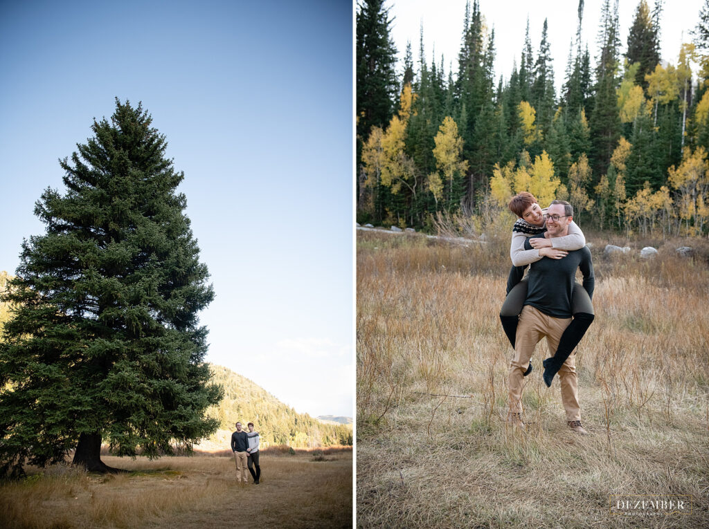 Man gives fiance piggy back ride