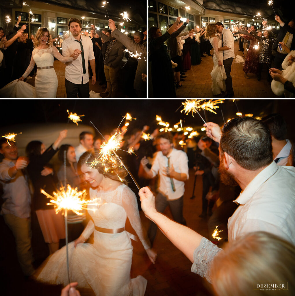 Montage Winter Wedding sparkler send-off