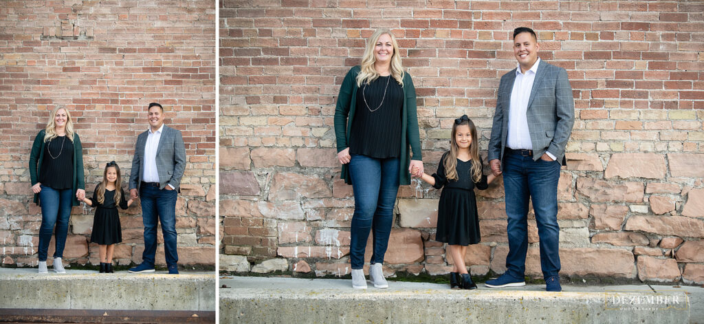 Family portraits brick wall