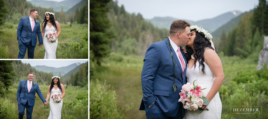 Bride and groom in nature