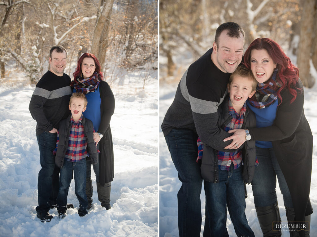 Snowy family portraits utah