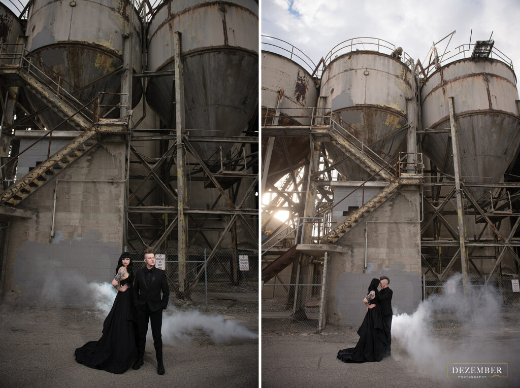 Industrial goth bridal shoot