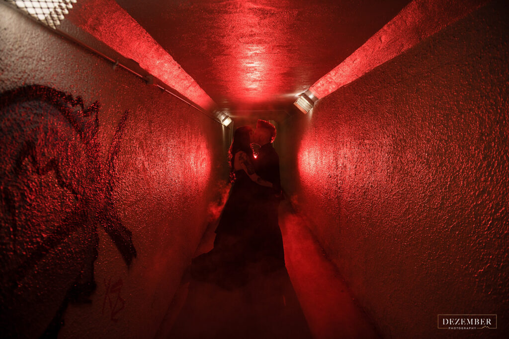 Bridals in tunnel with red light