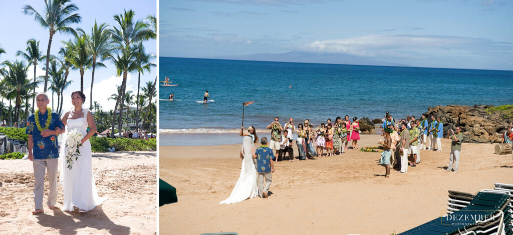 Here comes the bride on the beach