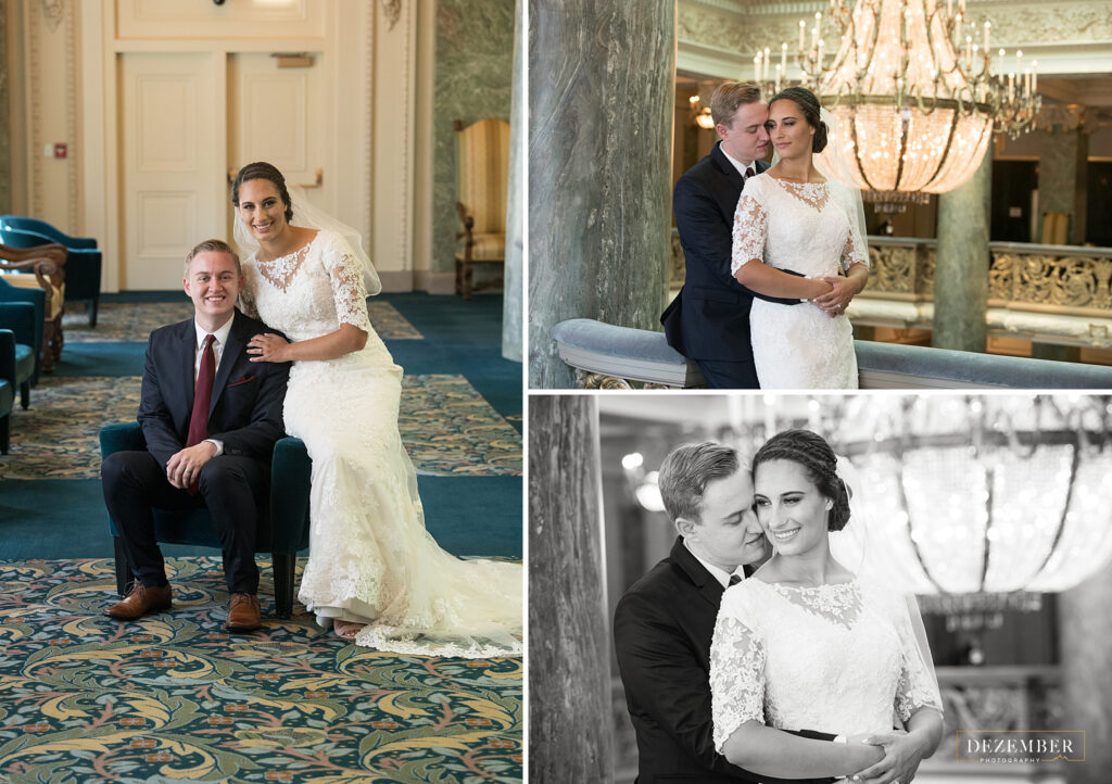 Bride and groom in the Joseph Smith Memorial Building