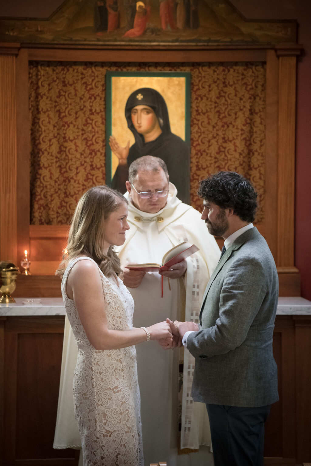 Covid-19 wedding ceremony with priest