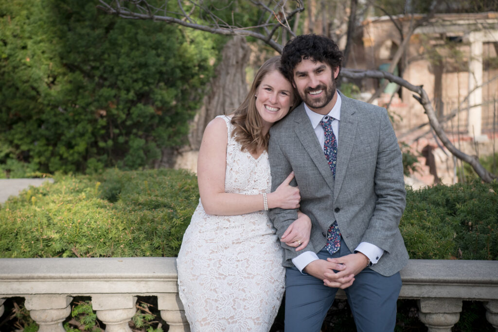 Couple poses at the park